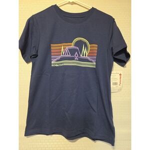 Marmot‎ Women's Bivouac Tee SS Arctic Navy Small S Graphic Outdoor Camping...